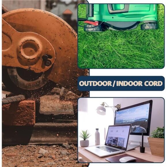 12 Ft Outdoor Extension Cord - 12/3 SJTW Heavy Duty Black Extension Cable - Picture 7 of 8